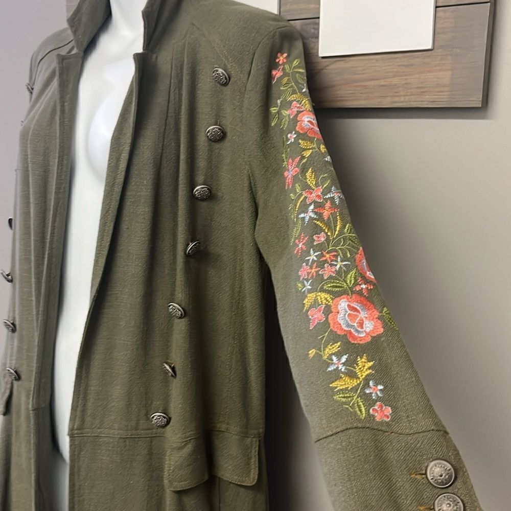 Aratta Silent Journey Multi Blend Sleeve Floral Embroidered Cherish Coat -S - Picture 6 of 16